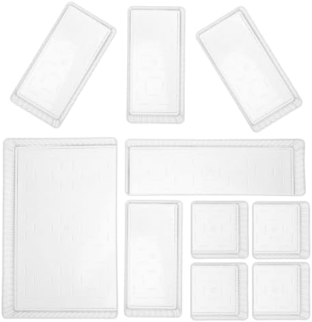 Pet Drawer Organizer Trays Stackable Storage Bins 10pcs with Raised Edges and Removable Dividers Flexible Combination for Makeup and Jewelry for Vanity Drawer and Bathroom