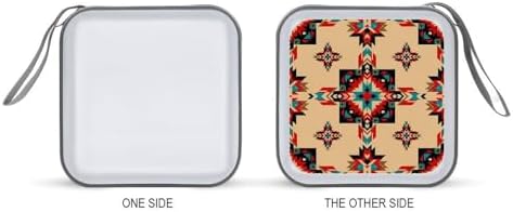 40-Disc Hard Shell Storage Wallet Native American Western Decor Boho Aztec, DVD CD Binder with Carry Strap, Portable Protective Organizer for Travel Office