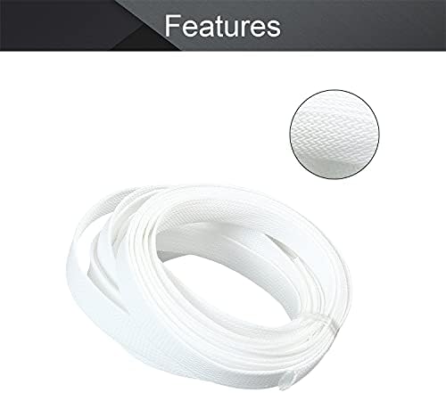 Othmro 16.4ft Length PET Flexible Expandable Braided Cable Sleeves 0.62inch Width Wire Loom Sleeving and Organizers Flexible Wire Mesh Sleeves for TV Audio PC Cords from Pets Chewing White