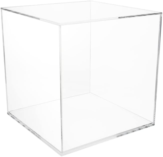 12" x 12" Clear Acrylic Display Box with Thick Clear Base Versatile Lucite Retail Product Dust Cover for Collectibles and Memorabilia by Marketing Holders