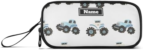 KLL Custom Large Capacity Pencil Box Man Big Pencil Cases College Lightweight truck and Cartoon Cars White