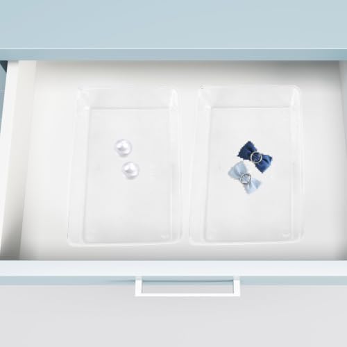 SEWACC 13pcs Plastic Desk Drawer Organizer Bins for Classified Organization, Reusable Pet Storage Boxes with Rectangle and Square Shapes, for Desktop and Working Desk Accessories
