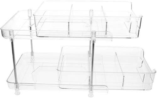 Didiseaon Bathroom Vanity Organizer Countertop with Slide-out Pull Drawer, Made of Pet and Stainless Steel, Desktop Placement Storage Rack for Bathroom and Kitchen Supplies