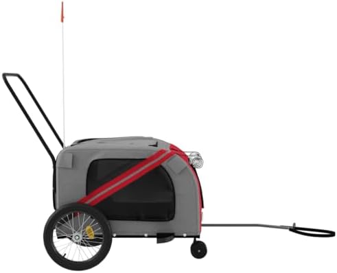 Pet Bike Trailer for Small Dogs, Foldable Bicycle Cargo Trailer with Suspension, Weather-Resistant Oxford Fabric and Iron Frame, Orange and Gray