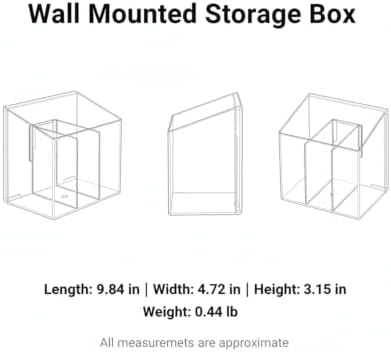 Easy-Access Wall Mount Organizer with Dividers, Clear PET Bathroom Canister for Cotton Pads and Cotton Swabs, Space-Saving Vanity Storage Box (1 Pack)