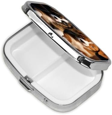 Pill Box Small Pill Case 2 Compartment Cute Medicine Organizer Puppies Dogs Pets Animals Travel Pillbox Portable Pill Container Holder Vitamin Organizer to Hold Fish Oils Supplements
