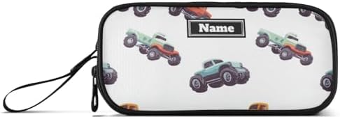 KLL Custom Large Capacity pencil poucheses Man Pencil Box Case School Supply with Compartment truck and Cartoon Cars White