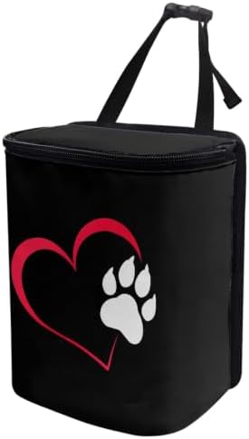 Cute Love Paw Car Trash Can with Lid Car Garbage Can Car Waste Basket, Leak-Proof Car Trash Bin, Car Trash Hanging Car Accessories Interior Car Organizer Bag