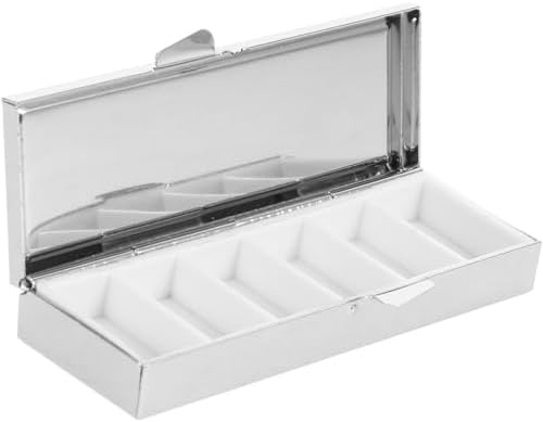 Pill Organizer Travel Medicine Box, Small 6 Compartment Metal Pill Case for Container - Stainless Steel Pocket Daily Dispenser Holder for Travel Halloween Cosplay Party | Compact Pocket Medicine Case with Divided Slots for Daily Pills, Work and on the ...