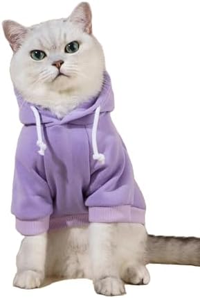 QWINEE Basic Dog Hoodie Sweatshirt Puppy Sweater Warm Cat Costumes Pet Clothes for Chihuahua Puppy Kitten Small Medium Dogs Mauve Purple X-Large