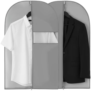 Kimmama Garment Bag for Hanging Cloth, Suit Protect Cover, 23.6" x 43.3" | PEVA Clothes Cover, For Suit, Shirt, Coats, Kids Dress, Clear Windows, Dustproof, Keep Dry