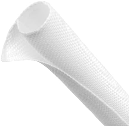 Automotive Wire Loom Tubing, Split Braided Cord Protectors from Pets No Chew, Flexible Cable Sleeve Cable Management for TV/Computer/Electric Wires (White, 5/16"-10ft)