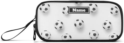 Custom Large Capacity Pencil Box Kids Art Pencil Case College with Zipper Soccer Balls White