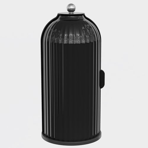 YOOLENS Makeup Brush Holder with Lid 360 Rotating Clear Dustproof Make Up Organizers for Vanity Bathroom Countertop, All Black