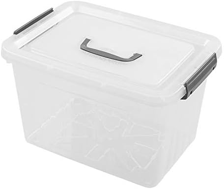 Farmoon 12 Quart Clear Latch Storage Bin with Lid and Grey Handle, 1 Pack