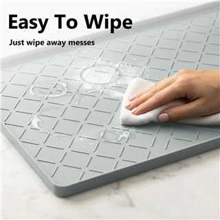 MateeyLife Silicone Waterproof Mat for Dog & Cat Food Mat 19"X12" | BPA-Free Non-Slip Pet Feeding Mat, Dog Food Tray for Food & Water Bowls, Protect Floor Against Spills, Light Grey