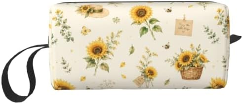 Sunflower Cottage Collage Makeup Bag for Women, Cosmetic Pouch | Double-Sided Sunflower Cottage Cosmetic Organizer with Foam Padding for Women, Travel, Gym, School, and Daily Storage