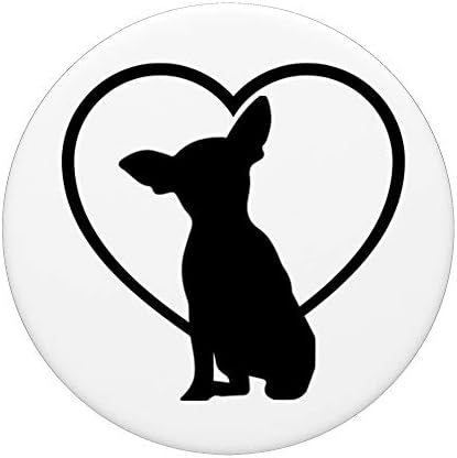 Chihuahua Lovers Dog in a Heart Pet Lover Black & White PopSockets PopGrip: Swappable Grip for Phones & Tablets