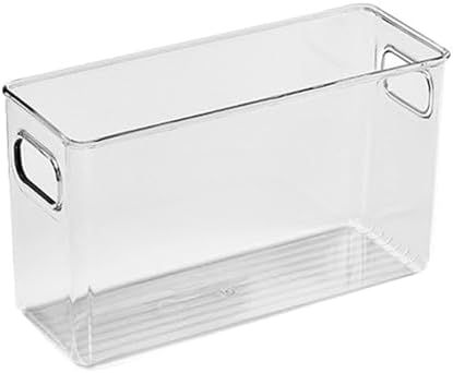 Rengue Phone Case Storage Box Clear PET Desk Organizer 26x10x15cm Transparent Holder for Phone Cases and Stationery Portable Storage for Office Study Desk Cabinet