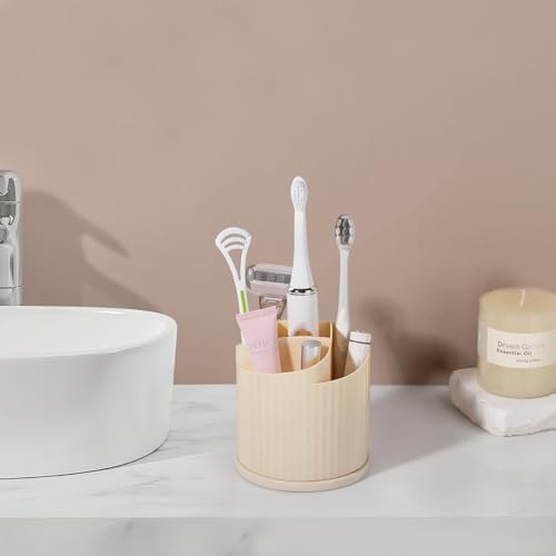 Anyoifax 360 Rotating Makeup Brush Holder Make Up Brushes Organizer, Beige