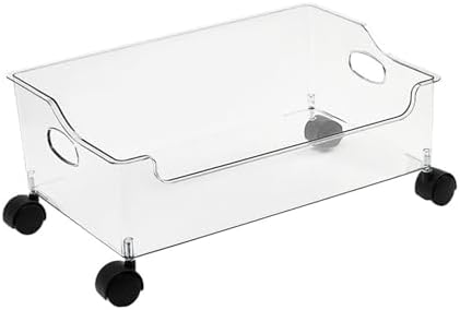 Yosoo Portable Rolling Book Box Book Organizer with Wheels Rolling Storage Cart for Students Homework Classroom Organization with Built in Wheels High Strength PET Material