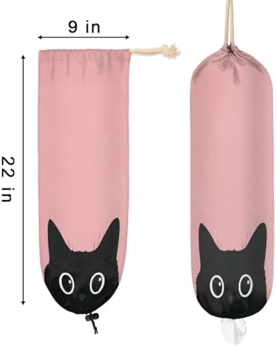 Pardick Plastic Bag Holder, Cute Pinks Cat Grocery Bag Holder for Shopping Bags, Wall Mount Plastic Bag Storage Organizer Dispenser, Storage Holder for Home Kitchen Camper,A-14