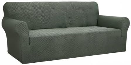 YEMYHOM Couch Cover Latest Jacquard Design High Stretch Sofa Covers for 3 Cushion Couch, Pet Dog Cat Proof Slipcover Non Slip Magic Elastic Furniture Protector (Large, Army Green)