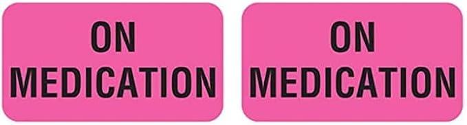 Tabbies Veterinary Care Instruction Removable Labels, Fluorescent Pink, ON Medication 1-5/8"W x 7/8, Important Care Instructions for Pets, 560 Labels Per Roll (Pack of 2)