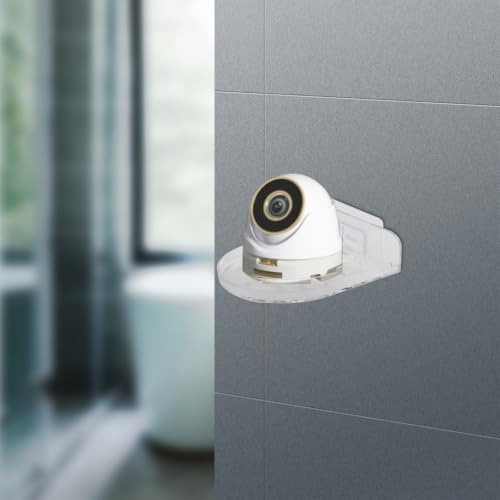Non-Drilling Wall Mount Camera, Plastic Floating(Transparent) | Plastic Material, Cable Management Slot, Strong Tape Install, Fits Cameras Routers Speakers, Living Room Bedroom Office