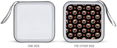 Portable 40-Disc CD Storage Binder Puppy Dog Pugs Gifts Pug Lovers, Hard Case Wallet with Handle, Protective Organizer for Movies Music Travel
