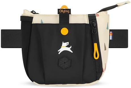 OllyDog Backcountry Day Bag | Dog Training Treat Pouch | Eco-Friendly Recycled Fabric Fanny Pack with Zipper Closure, Built-in Poop Bag Dispenser & Adjustable Waist Belt (Terrazzo)