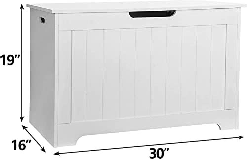 Wooden Storage Chest, Storage Trunk w/2 Safety Hinges,Storage Bench, Modern Lift Top Chest Box Organizer for Entryway,Living Room, Bedroom,Easy Assembly, White