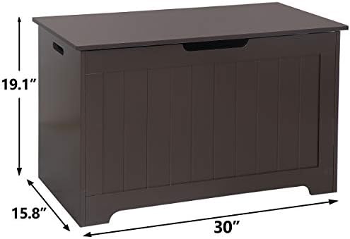 30 Inch Wooden Storage Chest, Storage Trunk w/2 Safety Hinges,Storage Bench,Modern Lift Top Chest Box Organizer for Entryway,Living Room, Bedroom,Brown