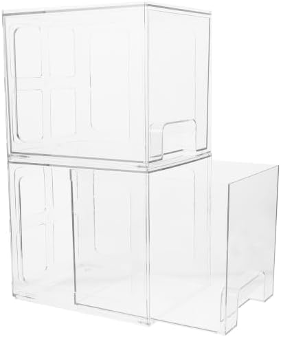 LIFKOME Makeup Organizer Box Easy to Use 2 Pcs Large Storage Capacity with Drawers Pet Material Cosmetic Storage Container Simple and Stylish Desktop Cosmetic Organizer for Home or Vanity