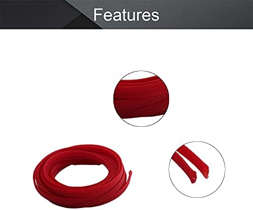 Othmro 5m/16.4ft PET Expandable Braid Cable Sleeving Flexible Wire Mesh Sleeve Red,for TV Audio PC Cords from Pets Chewing & Tearing