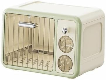 Storage Cabinet Kitchen Organizer Cup Rack Cabinet Cupboard with and Dustproof Doors Made of PP and PET Suitable for Nursery Decor kitchenette Counter Compact, Green