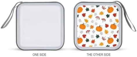 CD Cases 40 Capacity Fall Pumpkin Hard Shell Case DVD Holder Wallet | Disc Organizer Storage Binder, Fall Pumpkin Leaf Autumn Harvest Portable Zipper and Strap, for Home Car Travel