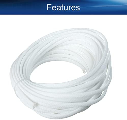 Bettomshin 1Pc 32.8Ft(10m) Cable Management Sleeve, 3/16"(4mm) Width PET White Cord Protector, Wire Loom Tube Insulated Split Sleeving for USB Cable Power Cord Organizer Video Cable Hider