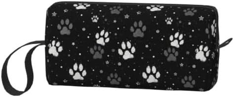 Vintage Pet Paw Print Makeup Bag for Women with Wrist Strap | Durable 600D Oxford Fabric, Impact-Resistant & Compact, Travel Cosmetic & Makeup Organizer for Gym & Daily Use