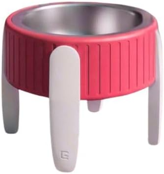 Pet Station Elevated Dog Bowl Stand for 6.8 in. Bowls - 3D Printed Dog Feeder - Adjustable Height Legs and Magnetic Fridge Mount Feeding Station - Made in USA (Pink, Bowl + Full Combo)