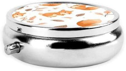 Pill Box 3 Compartment Medicine Pill Case for Pocket or Purse Mini Metal Pillcase Cute Squirrels Pill Holder Vitamin Organizer Portable Travel Pills Container to Hold Supplements Vitamins