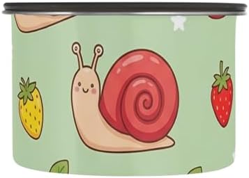Colorful Snail Coffee Canister with Lid Airtight Food Storage Containers 17oz Stainless Steel Canisters Kitchen Food Organizer for Beans, Cereal, Pasta, Flour, Sugar, Snacks