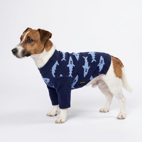 Fitwarm Shark Dog Sweater, Winter Clothes for Small Dogs Boy Girl, Blue, Small