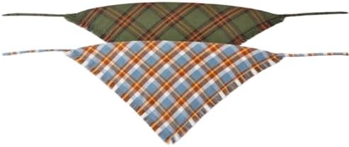 Fall Dog Bandana Autumn Thanksgiving Plaid Reversible Triangle Bibs Scarf