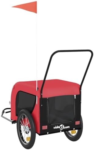 Pet Bike Trailer for Small Dogs, Foldable Bicycle Cargo Trailer with Sturdy Iron Frame, Weather-Resistant Oxford Fabric, Safety Flag and Reflectors, Easy Attachment