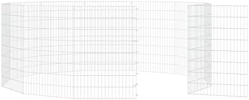 Silver 12-Panel Collapsible Galvanized Iron Dog Kennel Octagonal Pen 31.5" H x 21.3" D x W Lightweight Outdoor Indoor Puppy Crate for Yard Garden Patio