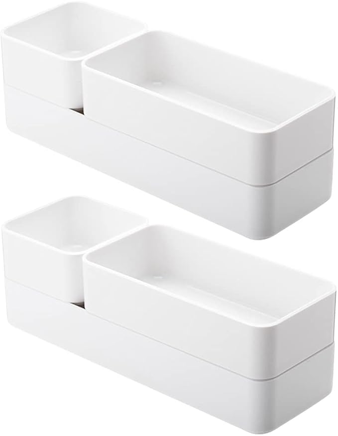 Plastic Drawer Organizers Set,Versatile Bathroom Vanity Organizer Trays | 3-Size Small Storage Bins, Makeup Organizer Containers for Makeup, Jewelries, Bedroom, Kitchen Gadgets Utensils and Office