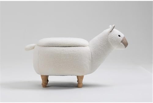 Home 2 Office Llama Ottoman with Storage for Bedroom, Playroom, Nursery or Recreation Room Decor, Soft Animal-Shaped Ottoman with Wooden Legs