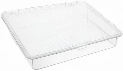 Clear Plastic Storage Bin with Lid, Small Silverware Organizer with Cover, Transparent Kitchen Utensil Drawer Tray for RV Countertop Flatware