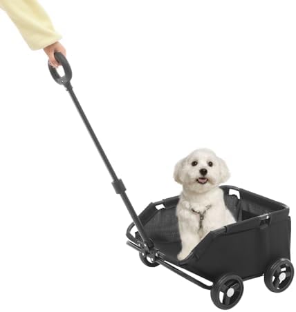 Dog Stroller, Pet Stroller for Travelling, Folding Dog Cart, Pet Stroller for Small Dogs Cats(Black)